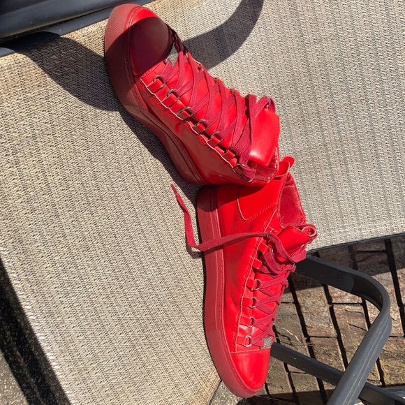 Red Balenciaga Arena Sneakers High size 40 8-8 1/2 - Picture 6 of 7